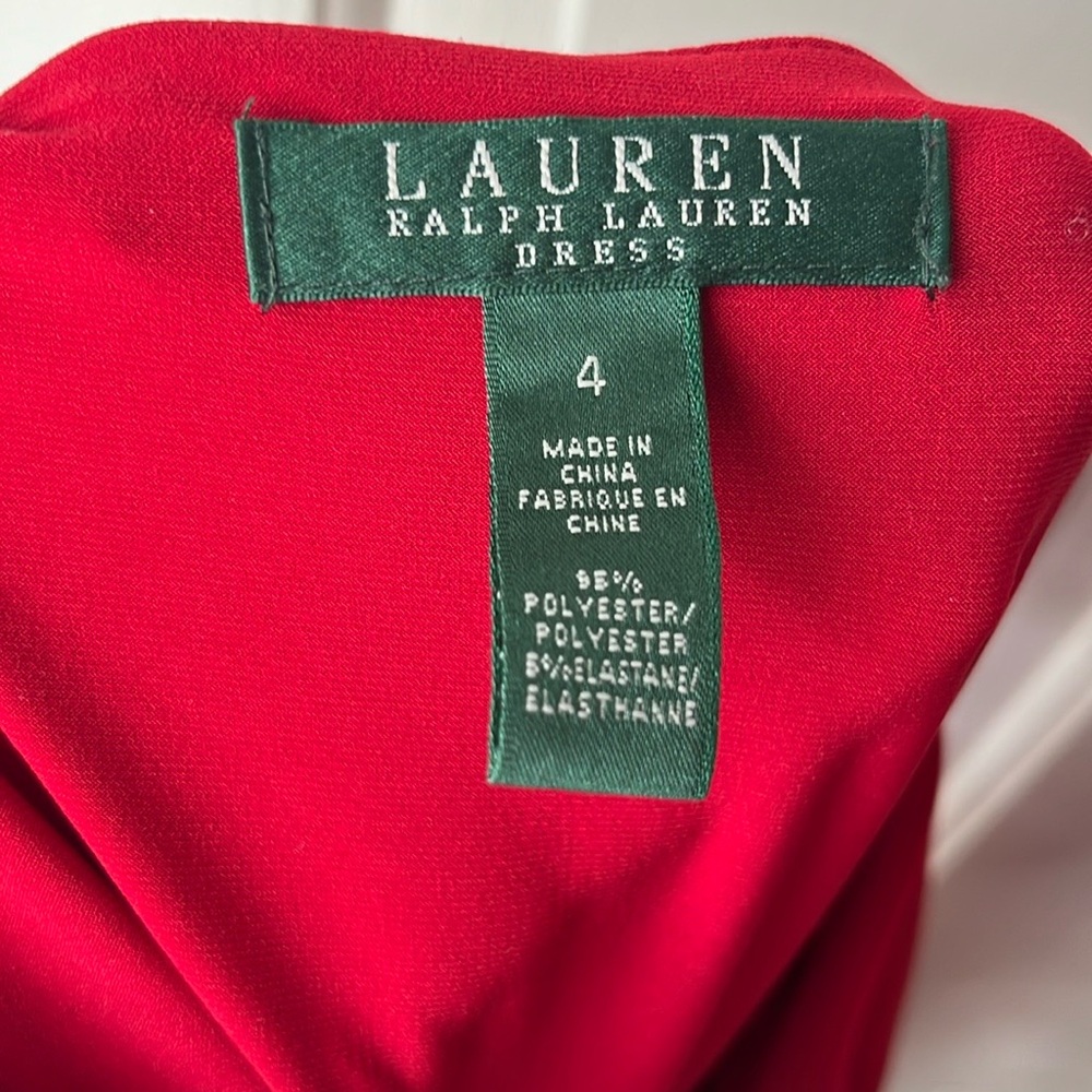 Ralph Lauren Classy Red Wrap Midi Dress Short Sleeves - Picture 5 of 5